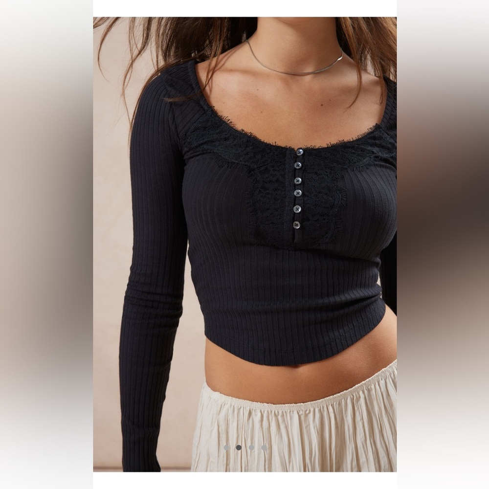Urban Outfitters - Kimchi Blue Annalise Lace Henley Top